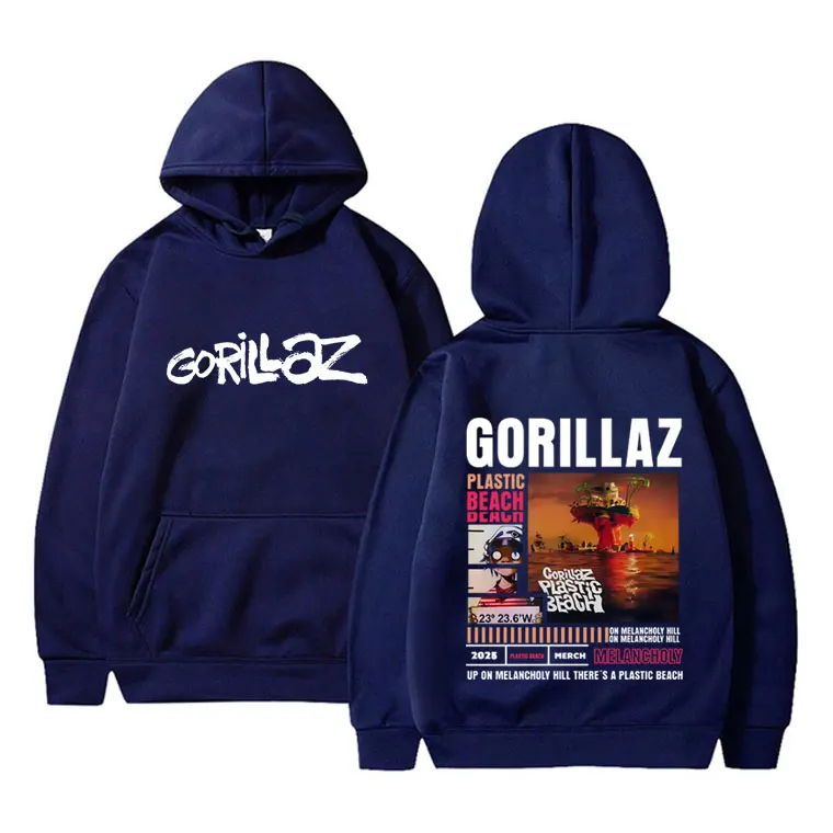 Rock Band Gorillaz The Mountain Tour 2026 Hoodie Men Women Retro Rock Punk Streetwear Male Fashion Oversized Pullover Hoodies