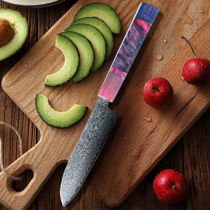 JUMCSONG 67-Layer Damascus Steel 5-inch Utility Knife VG10 Core Sharp Lightweight Fruit/Vegetable Knife Kitchen Paring Knife