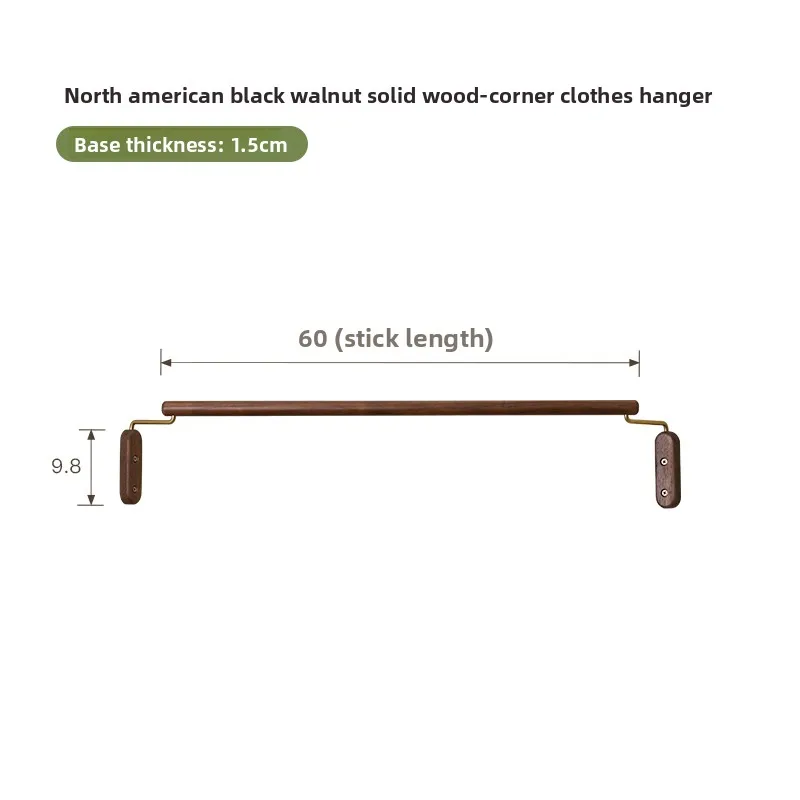 Black Walnut Corner Coat Rack  Space Saving Wall Mounted Hanger for Bedroom/Shop Solid Wood with Rotatable Hooks