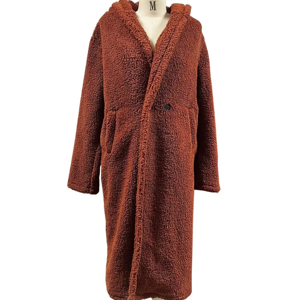 

Women's Long Hooded Plush Jacket Autumn Winter Cardigan Windbreaker European American Style Fashion