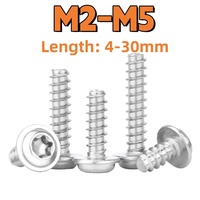 Torx Screw M2 M2.6 M3 M4 M5 304 Stainless Steel Pan Head Torx Round Head Self-tapping Flat Tail Screw with Gasket Anti-Theft