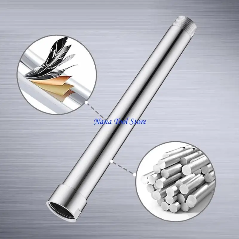 31GJ Round Shower Head Extension Rod Stainless Steel Shower Extension Pipe Replacement Shower Extend Pipe Extend Tube