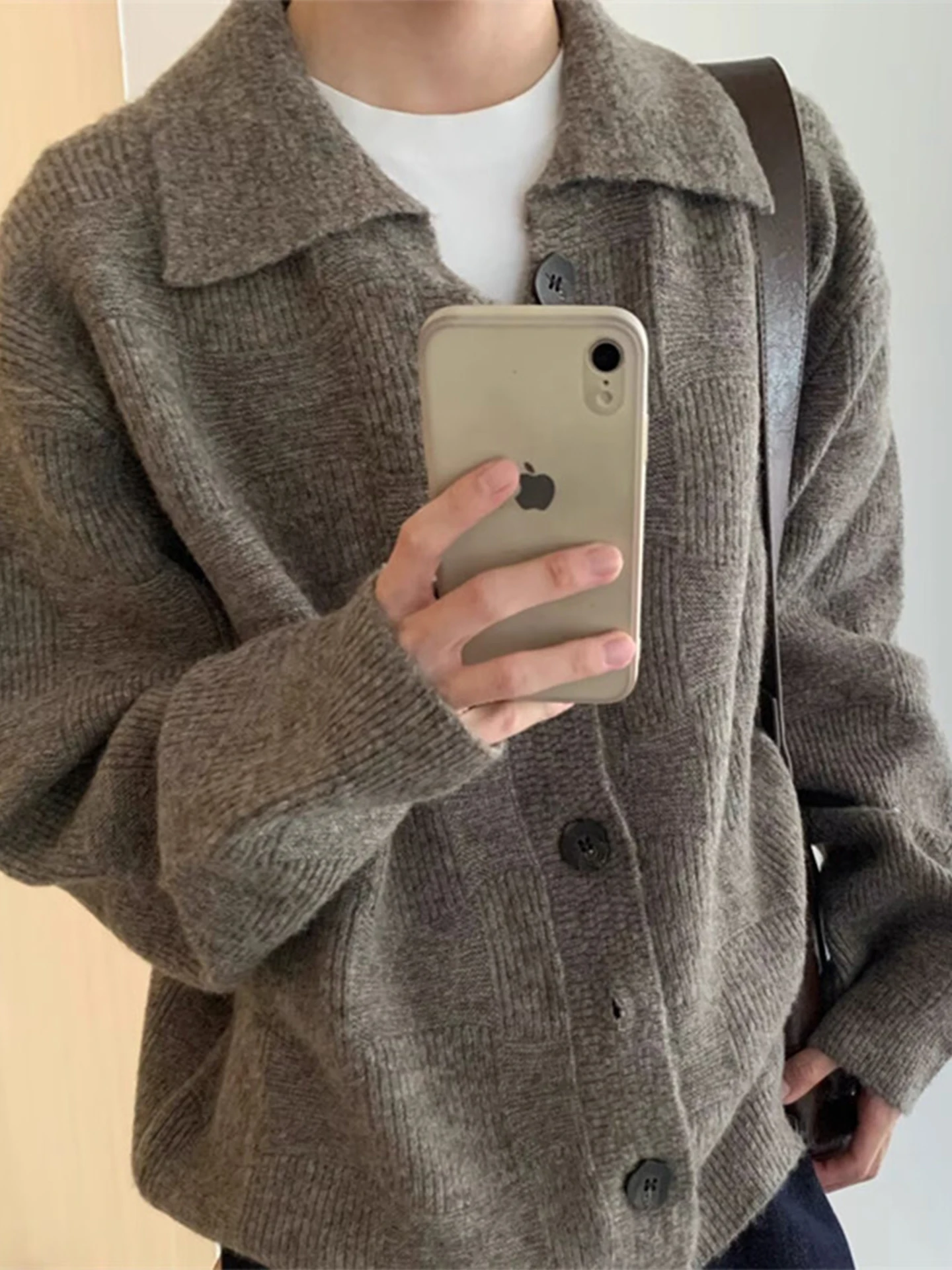 

Deep ey Open Cardigan Sweater Men's Loose Knitted Lazy Sle Autumn Japanese Artistic Faion Cleanfit Long Sve irt