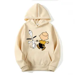 Snoopy And Charlie Brown Cartoon Anime Women Pullover Spring Autumn Men Hoodie 2024 Fashion Couple Sweatshirt Clothes Tops