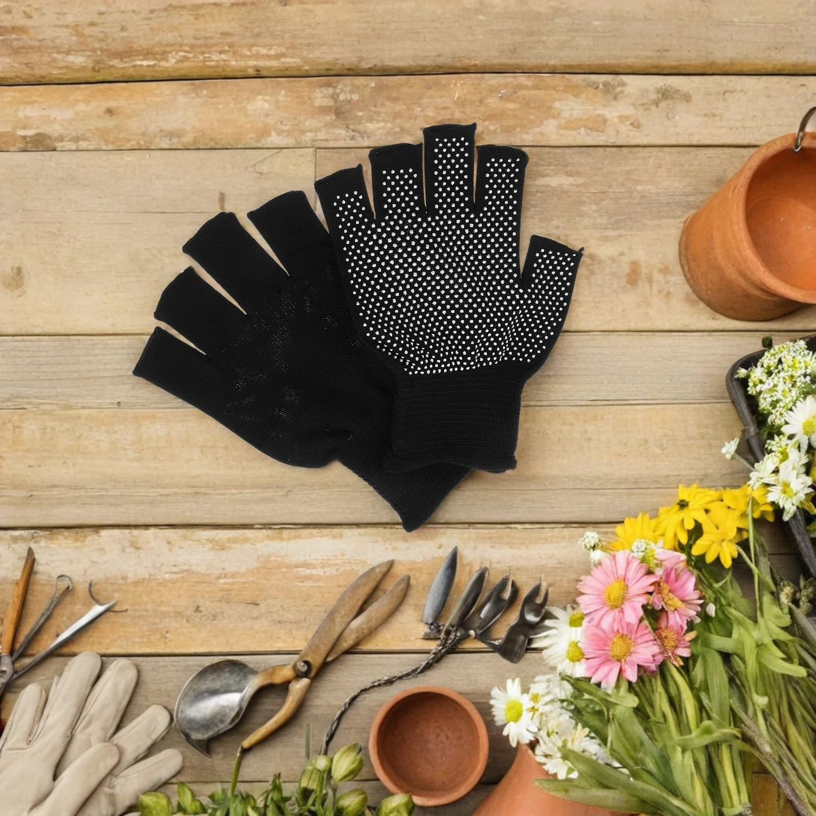 5Pairs Fingerless Work Gloves Non-Slip Breathable Warm Winter Gloves for Driving Cycling Hiking Outdoor Use Glove Liners Men