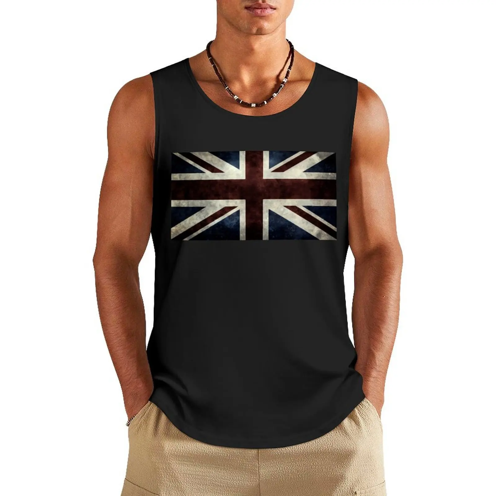 

A grunge looking distressed Union Jack uk version Tank Top sports suits mens gym clothes gym men
