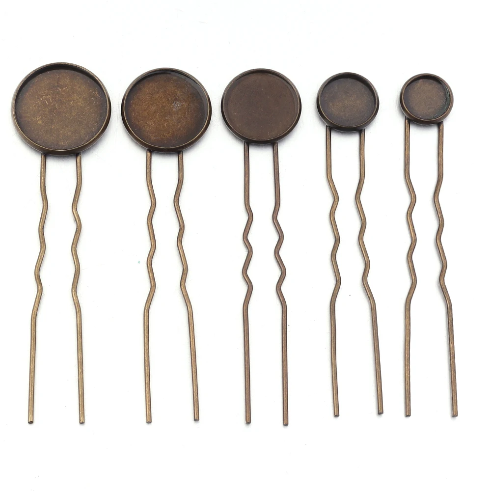 10 teile/los Metall Haarnadel Haar Clips Antike Bronze Cabochon Blank Basis Einstellung Lünette Tablett Für DIY Schmuck Machen Haar Zubehör