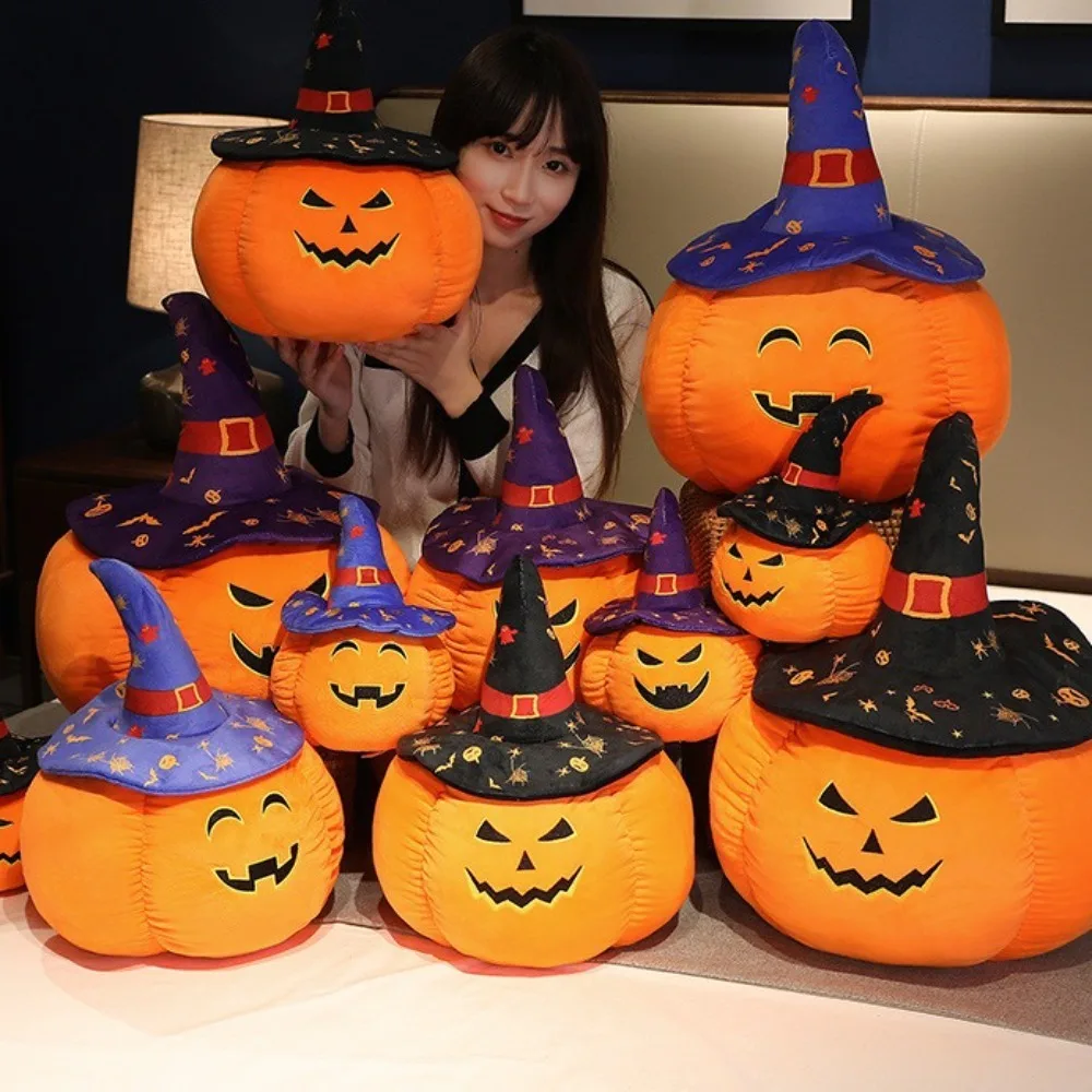 

Wearing Hat Pumpkin Demon Doll PP Cotton Stuffed Halloween Plush Toy Funny Soft Halloween Pumpkin Throw Pillow Festival Theme