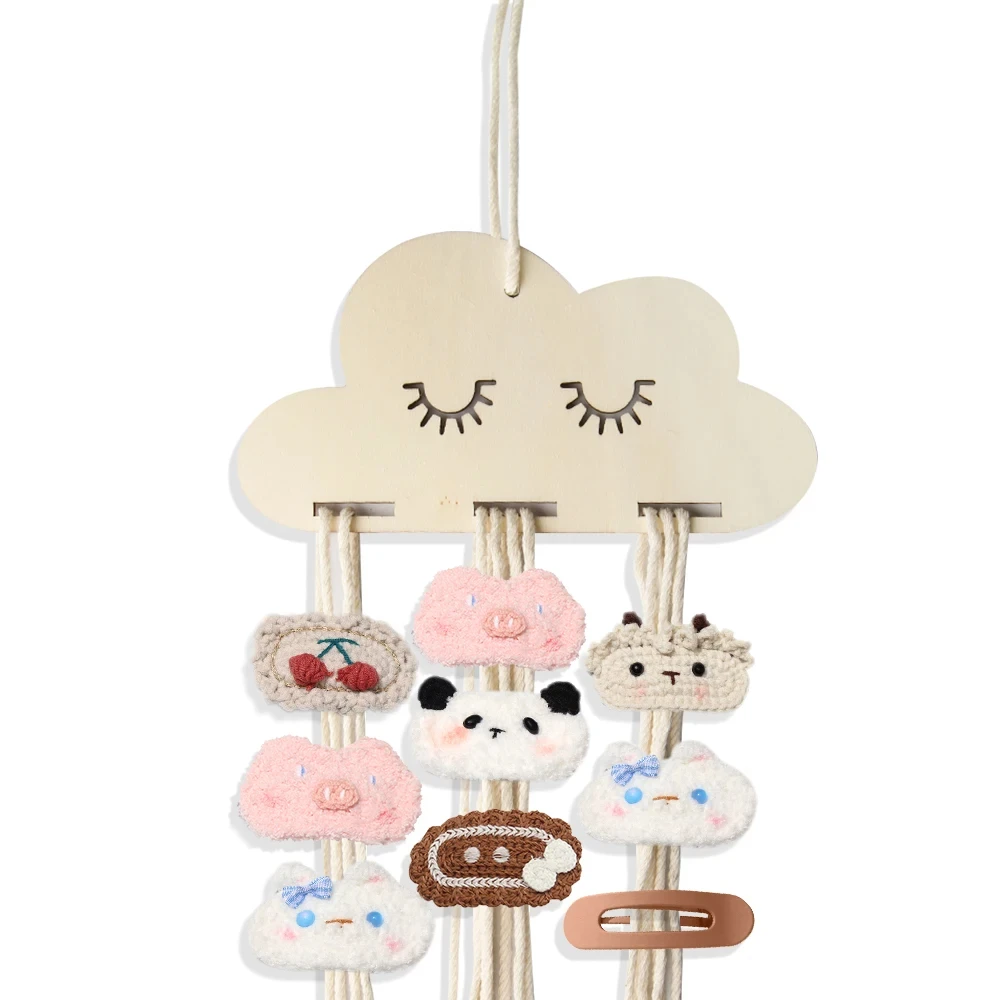 INS Nordic Wooden Cloud Baby Hair Clips Holder Princess Girls Hairpin Hairband Storage Pendant Jewelry Organizer Wall Ornaments