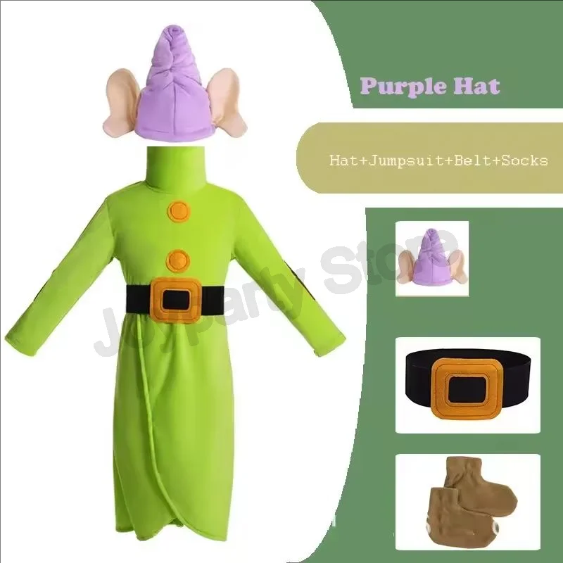 أطفال بنين سبعة قزم رجل زي الثلوج الأميرة الزي عيد الميلاد طفل بنين بنات آذان كبيرة قزم بيكسي تأثيري سانتا ملابس للحفلات