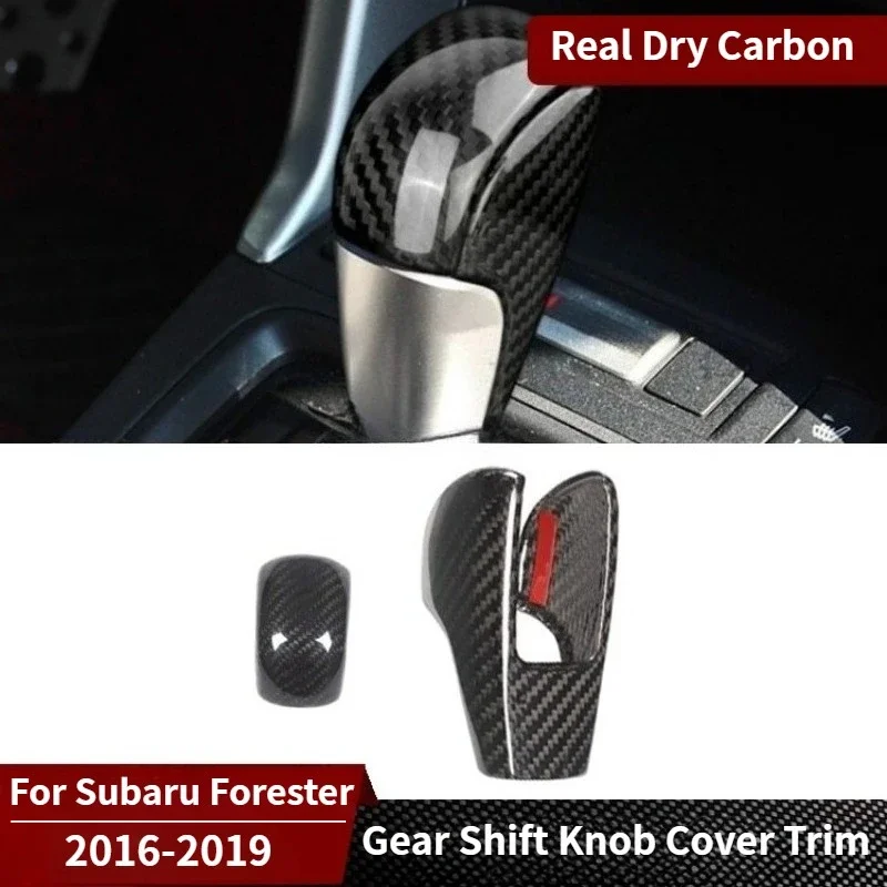 

For Subaru Forester Real Dry Carbon Fiber Center Console Gear Shift Knob Cover Trim 2013-2018 Interior Modification Accessories