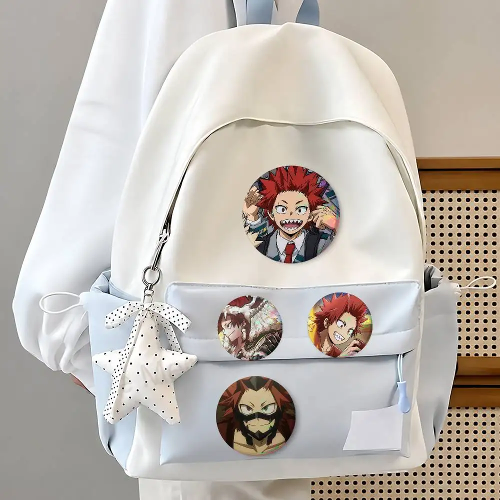 A-Eijiro Kirishima Round Button Badge Pin Set Anime Cartoon Game Music Cool Fashion Brooch For Backpack Clothes Hat