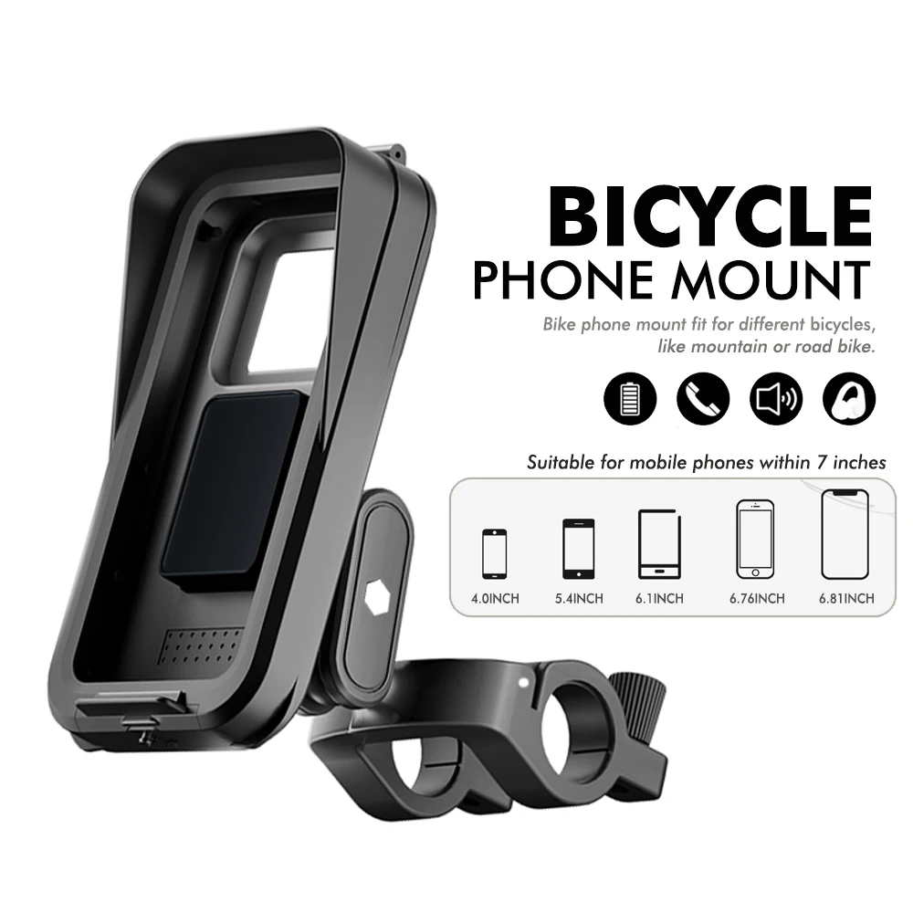 

Bicycle Cell Phone Waterproof and Anti-fog Cell Phone Navigation Holder 360 Degree Rotation (Double Tube, Only for Bicycle)