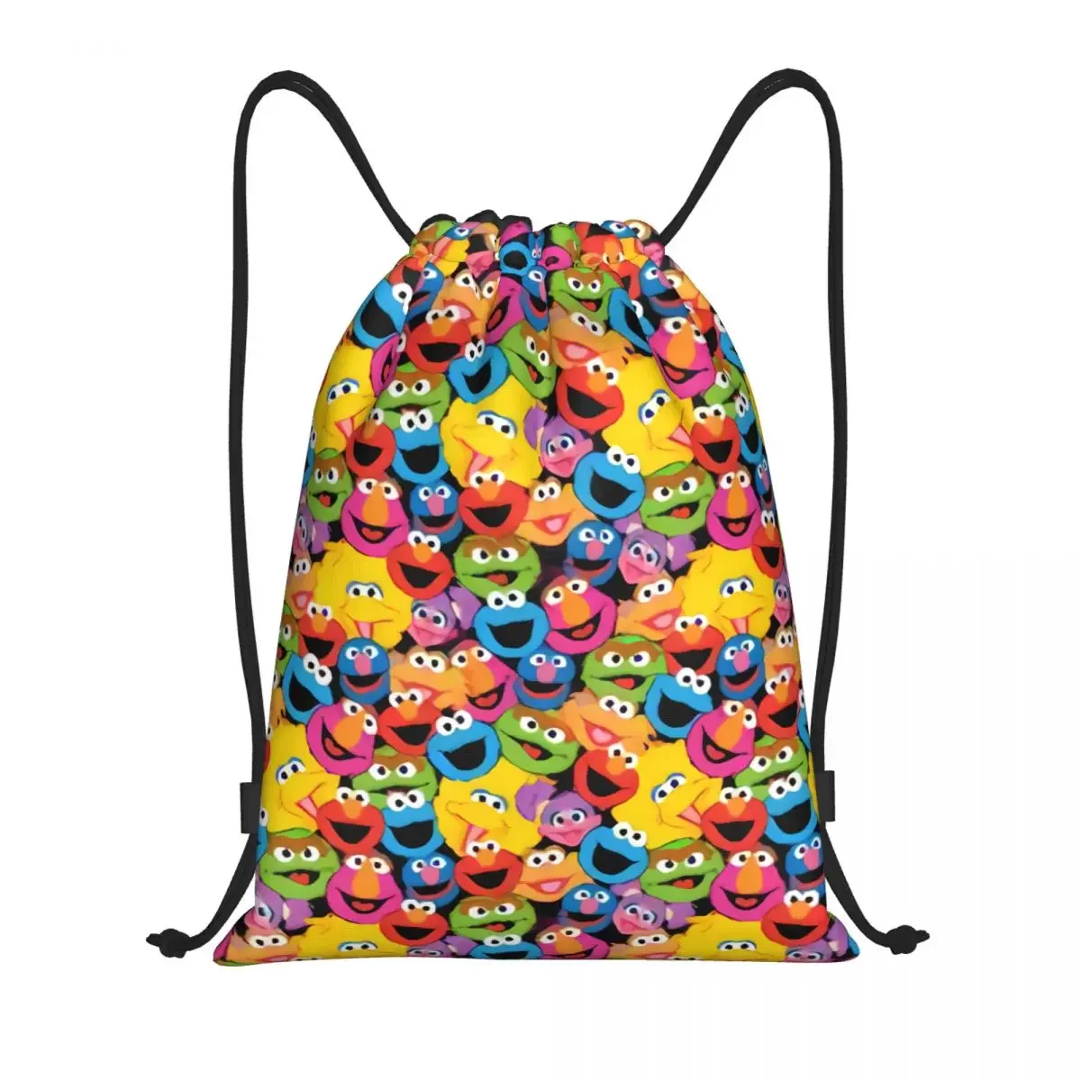 Custom Cookie Face Pattern Drawstring Backpack Sports Gym Bag for Women Men Sesame Street Training Sackpack