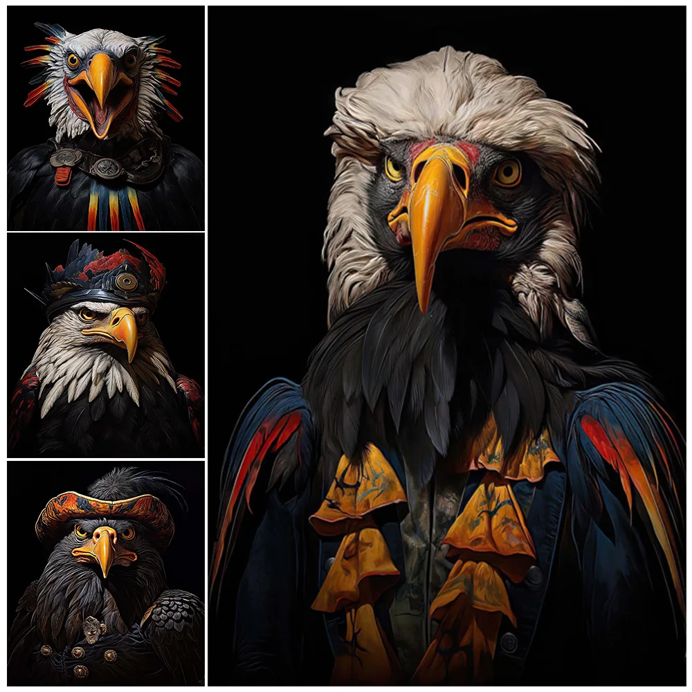 Eagle Gothic Renaissance Portrait Posters Wall Pictures For Living Room Vintage Poster Wall Art Canvas Painting Unframed