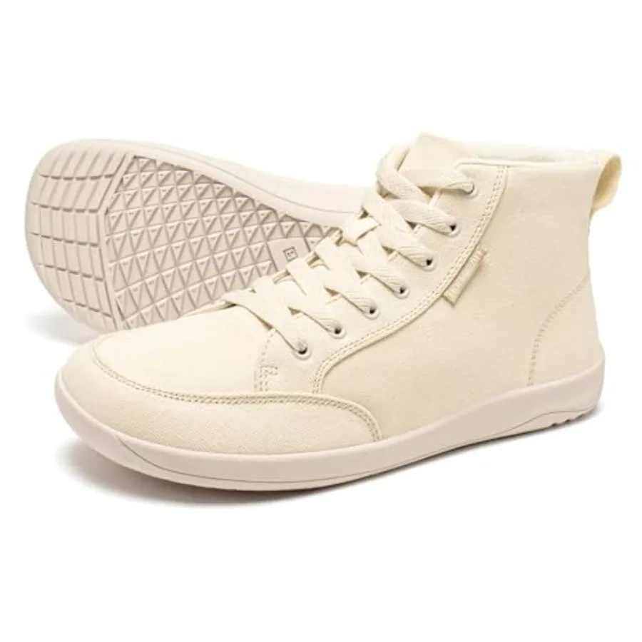 

HOBIBEAR Mens Barefoot Shoes Wide Toe Box High Top Canvas Comfortable Trail Running Sneaker