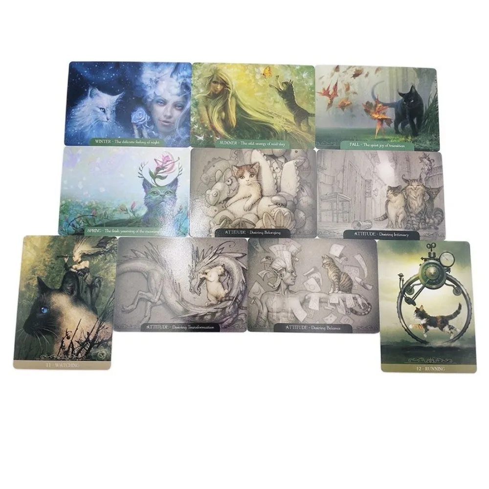 Fantasy Cats Oracle Deck 9.3*6.7ซม. การ์ด Oracle 24 ชิ้น