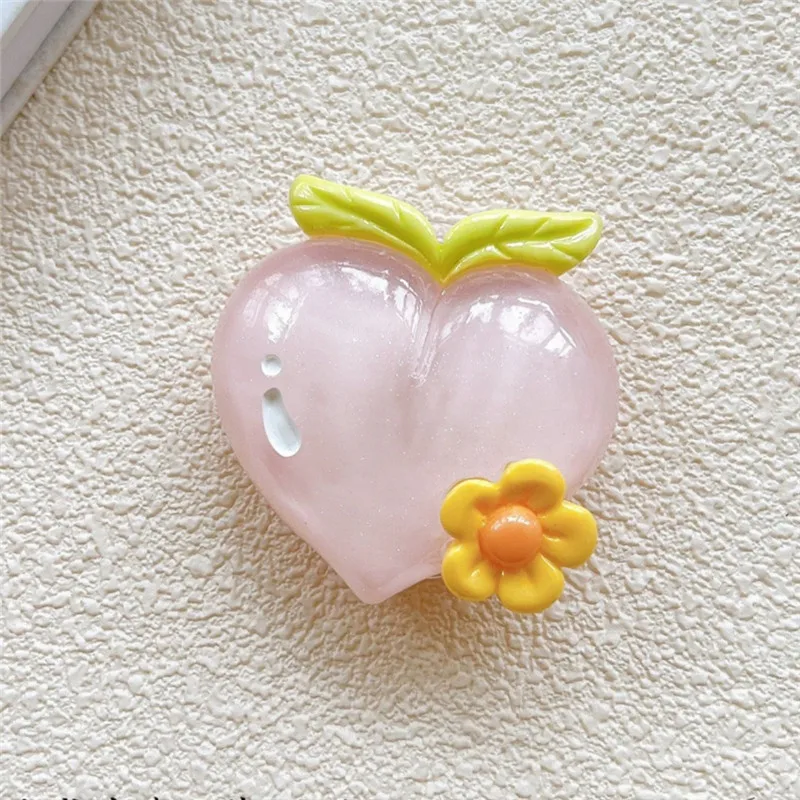 

3D Crystal Peach Pear Mobile Phone Holder Foldable Finger Ring Griptok For IPhone 16 15 Support Pocket Grip Tok Stand Bracket