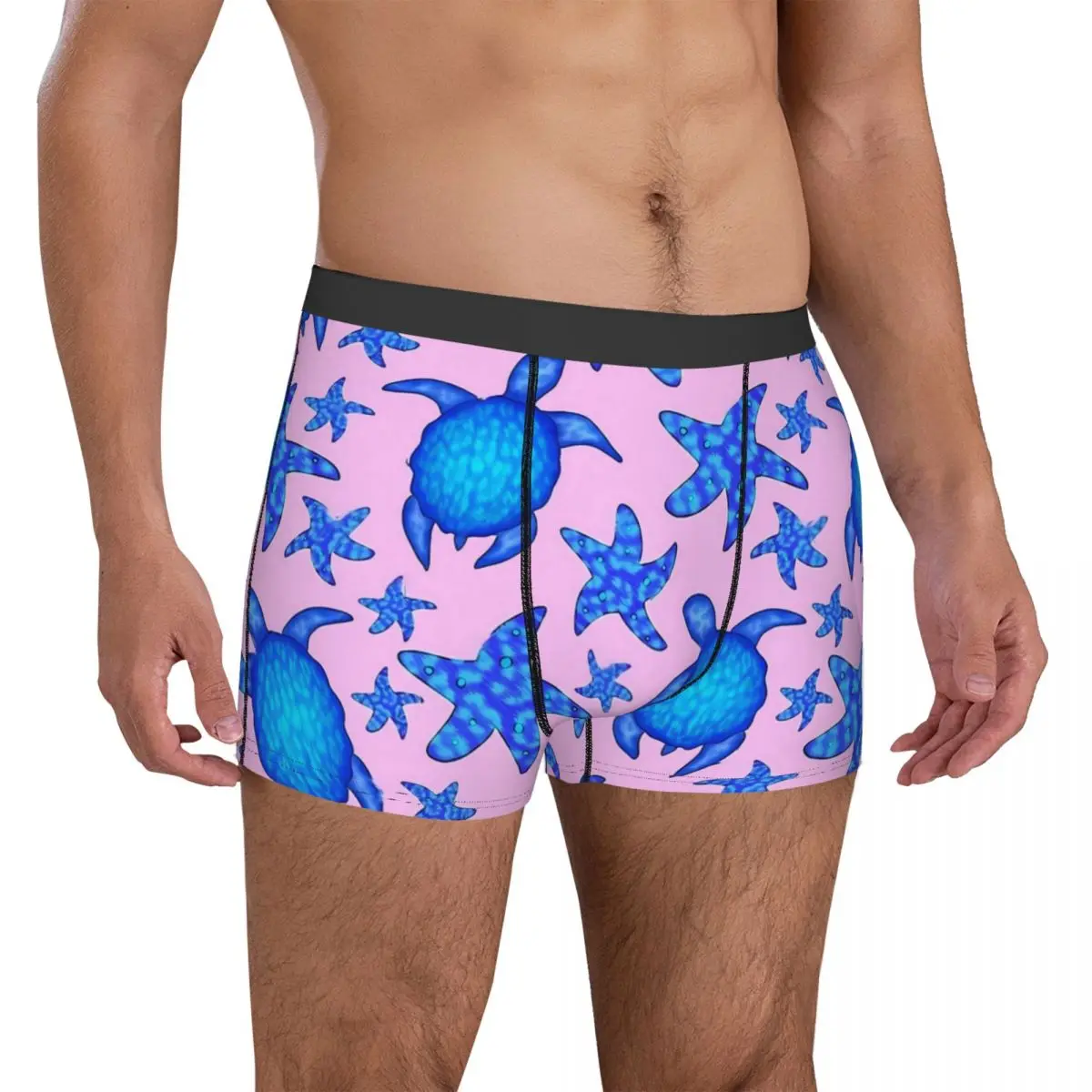 Ocean Turtles Underwear Lovely Starfish Customs Trunk Hot Male Panties Elastic Boxer Brief Birthday Gift