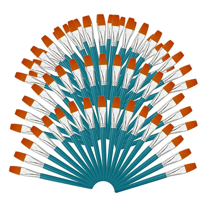 50 pennelli piatti per pittura acrilica, pennelli da 1 pollice per acquerello acrilico, olio, artigianato, viso, body art