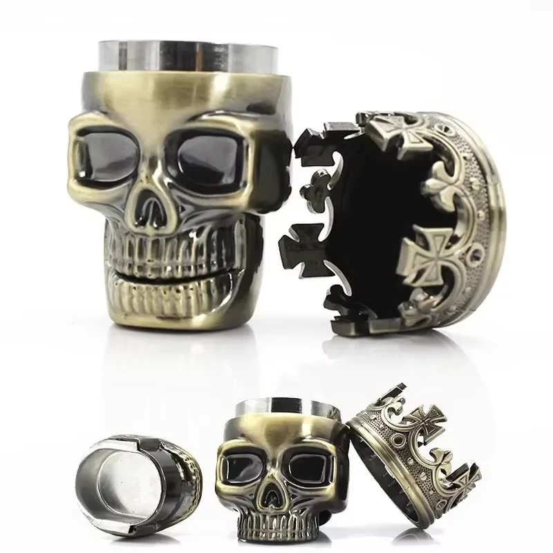 Classic King Skull 3-Layer Plastic Tobacco Herb Spice Grinder Hand-Muller Crusher Smoking Accessories Gift for Smokers