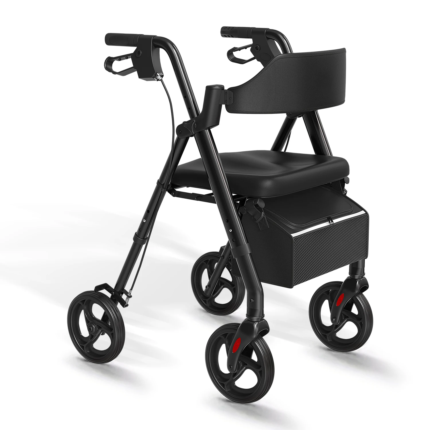 MaiDeSiTe Rollator Walkers voor senioren, opvouwbare rollator met stoel, rollator Walker met duurzaam aluminium, 8" grote wielen voor iedereen