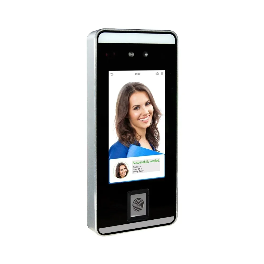 cloud based 5 inch Touch screen Visible Light Biometric access control Face recognition system with fingerprint reader