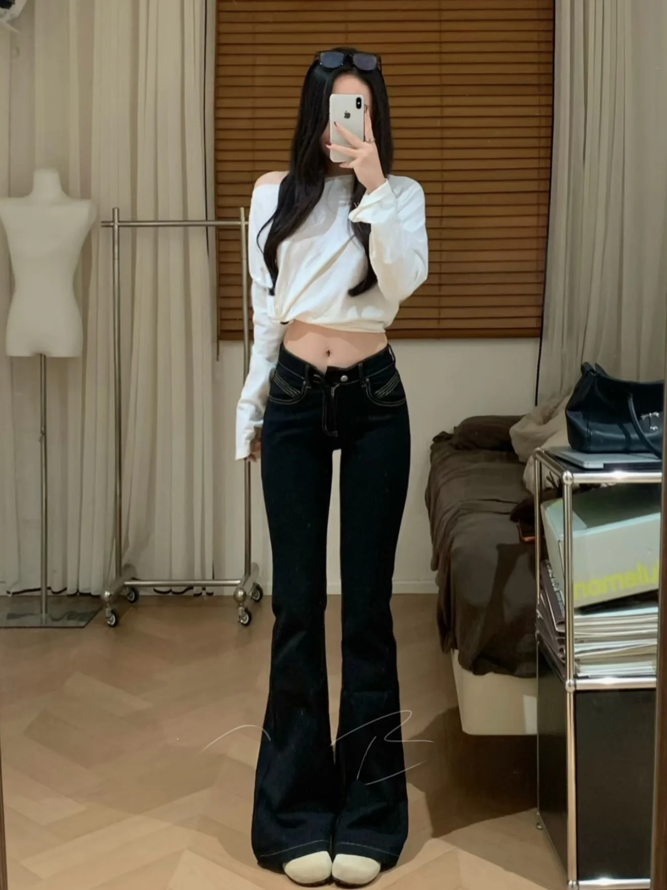 

Винтажные джинсы Bla с эффектом похудения, с высокой талией, женские, осенне-зимние, с низкой посадкой, из эластичного хлопкового денима, удлиненные, для удлинения ног