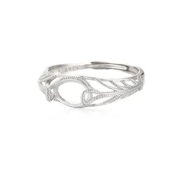 Ring Blank (3x5mm/4x6mm/5x7mm/6x8mm/7x9mm/9x11mm/10x12mm/10x14mm Oval Blank) Adjustable 925 Silver Filigree Ring Base