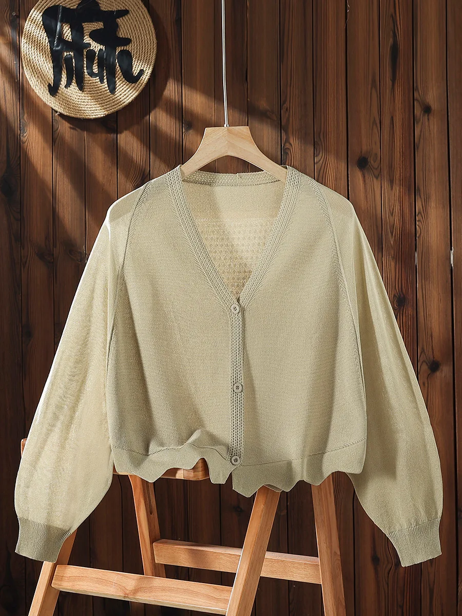 High Quality Sunscreen Cardigan Thin Women's New Summer Knitted Air-conditioned Shirt Loose Bat Sleeve Top