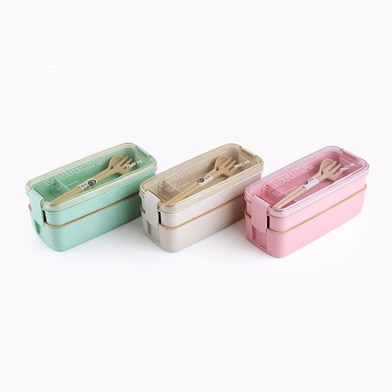 Simple Designed Lunch Box with Chopsticks and Spoons Microwave Safe Lunch Food Container Bento Box Leakproof Lunch Container