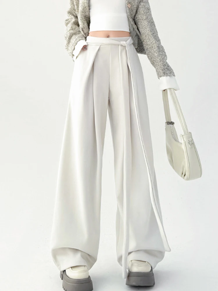 

Шерстяные брюки Cool Haome с высокой талией, широкими штанинами, для женщин, зимние, повседневные, универсальные, свободные, удобные, длинные