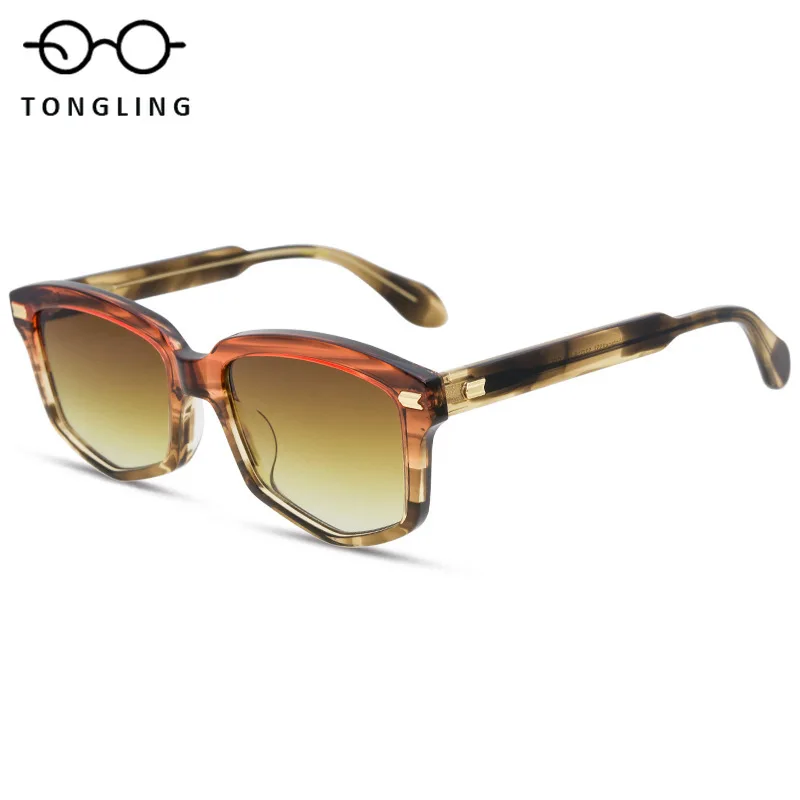 2026 High-End Men Polygon-Shaped Personalized Handcrafted Large-Frame Glasses Women Retro Fashion Outdoor Uv Protection Sunglass