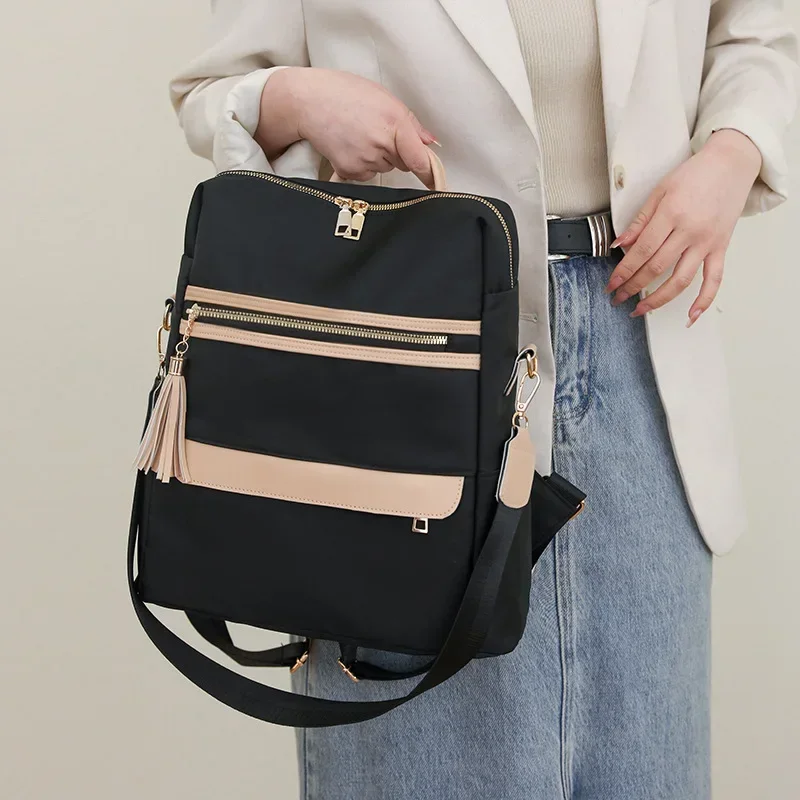 Einfache Schwarz Große Kapazität Rucksäcke Frauen Reisetasche Solide Harajuku Student Schul Oxford Rucksack Unisex Taschen