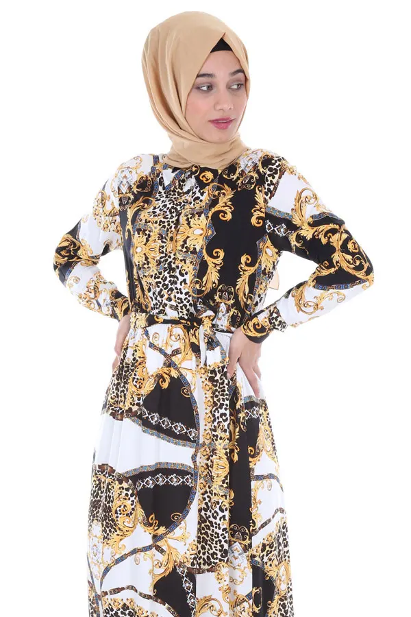 

Pattern Hijab Elbise2021 Muslim Dress for Women Abaya Muslim Clothes Kerchief for Women Dress