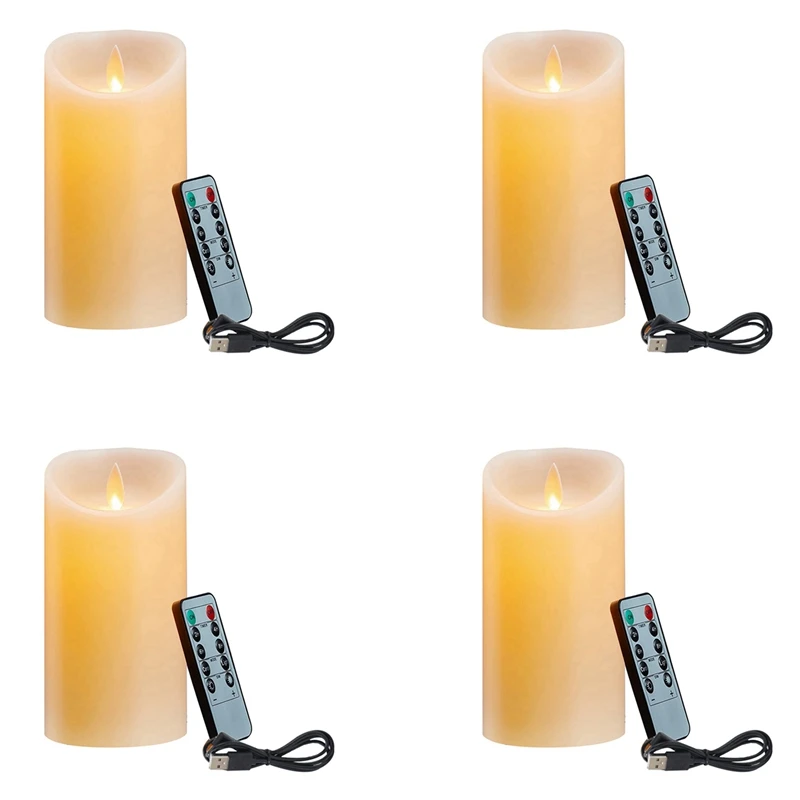 

4X LED Candles, Flickering Flameless Candles, Rechargeable Candle, Real Wax Candles With Remote Control,10Cm A