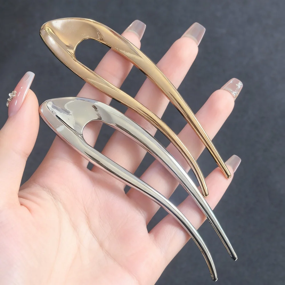 Dicke, einfache U-förmige Haargabeln für Frauen und Mädchen, Metall-Haarspangen, geometrische Haarclips, modische Haaraccessoires für Damen