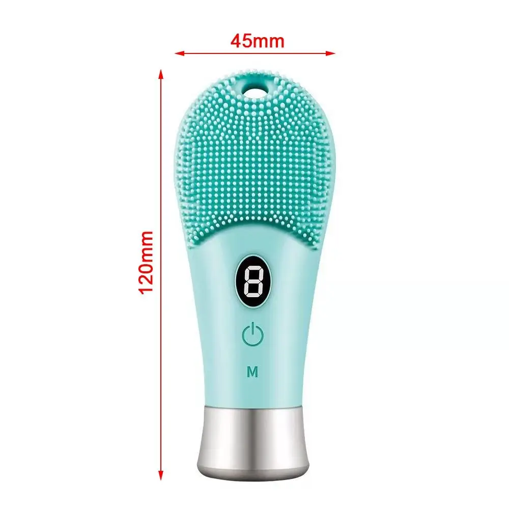 Scrubber elettrico ad ultrasuoni in silicone Vibrazione ad alta frequenza Scrubber sonico a 9 marce Spinning ricaricabile