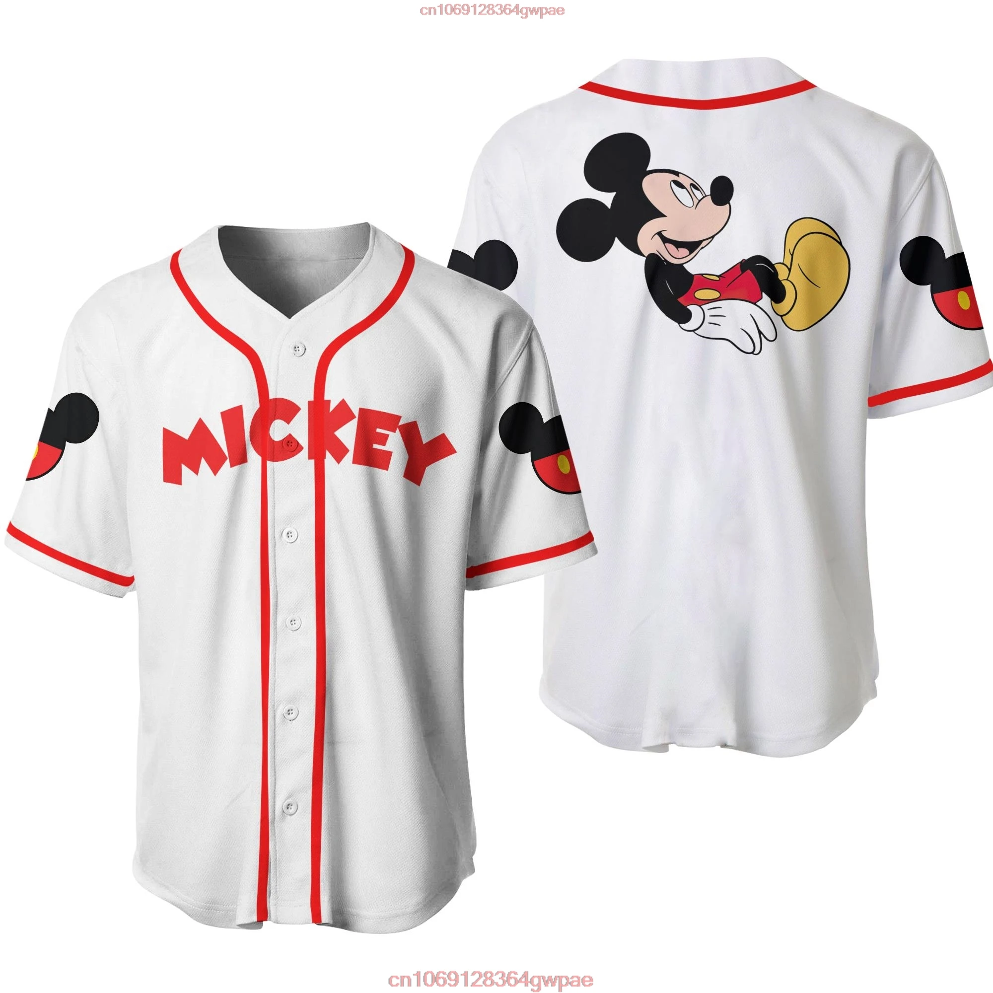 Disney Baseball Jersey Custom Name Men\'s Mickey Baseball Jersey Fashionable Disney Short Sleeve Hawaiian Shirt Track Top