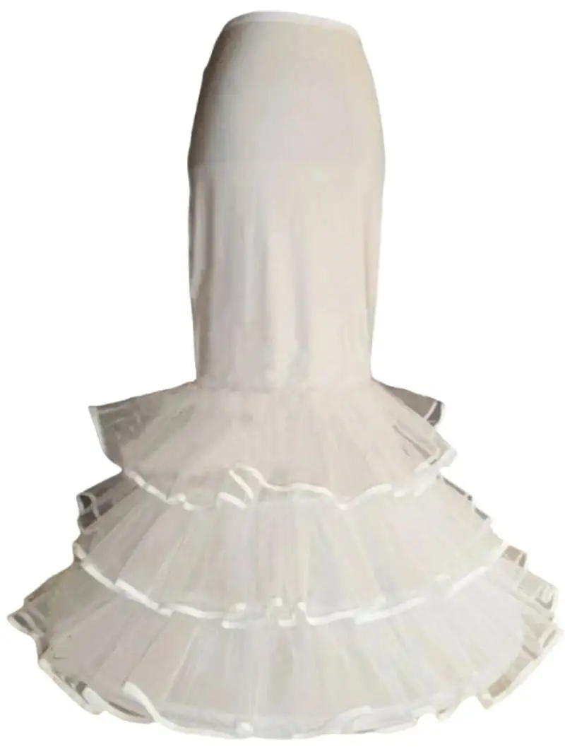 Romantic Bride Petticoats White 1 Hoop 3 Layers Formal Dress Underskirt Crinoline Mermaid Corset Wedding Accessories