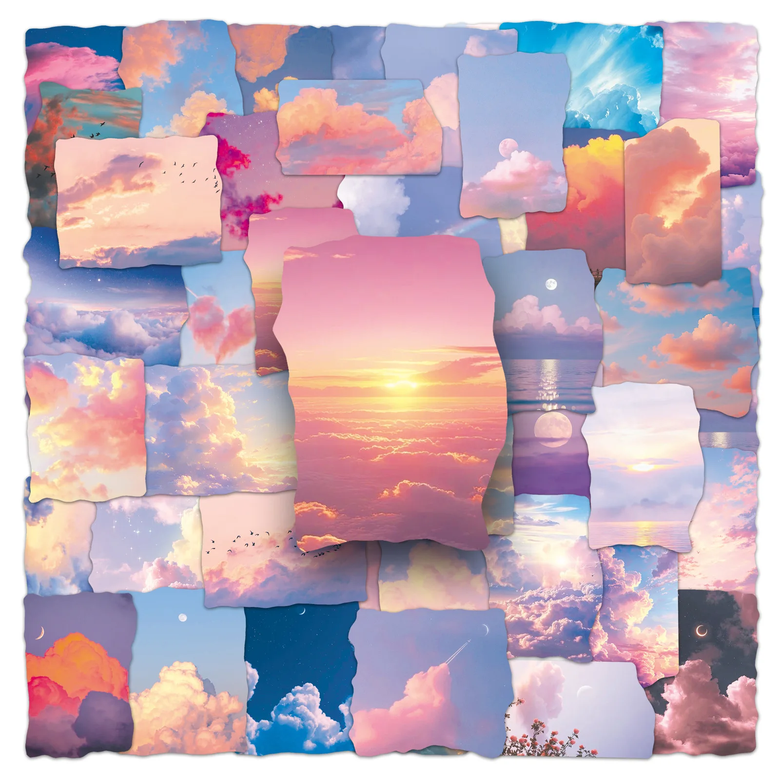 50 Pcs Cloud Daydream Dreamy Aesthetic Cute Decorative Stickers For Storage Box Water Bottle Waterproof