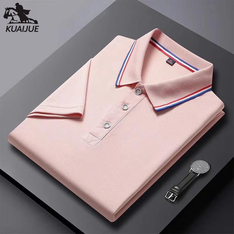 

Men's high quality summer new lapel men's short sleeve polo shirt fringe solid color business casual men's polo shirt M-4XL 698