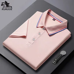 남성용 고품질 여름 새 옷깃 남성용 반팔 폴로 셔츠 프린지 솔리드 컬러 비즈니스 캐주얼 남성용 폴로 셔츠 M-4XL 698