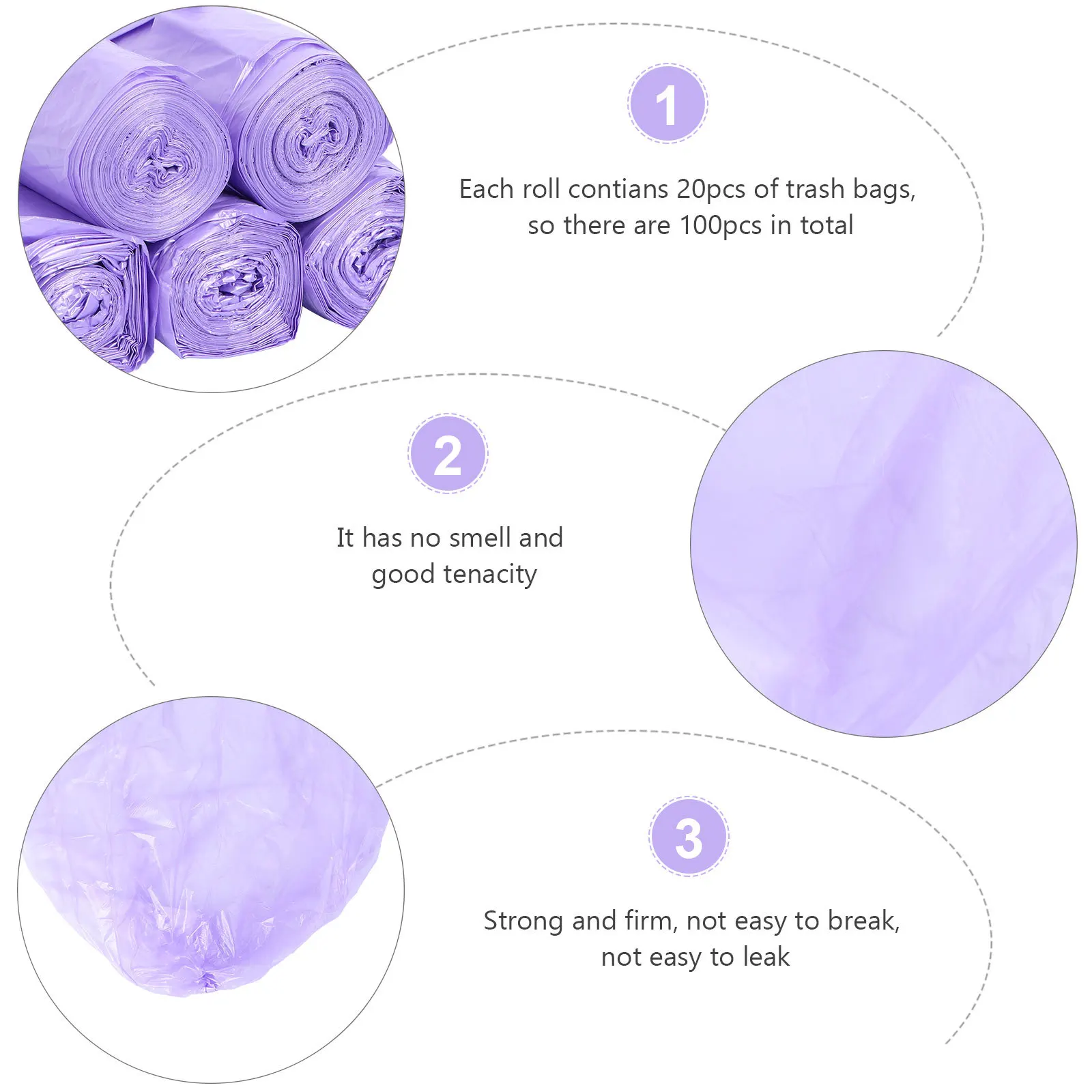 

Handheld Trash 5 Rolls Heavy Duty Leak Proof For Home Kitchen Office Portable Garbage Bags Strong Rubbish Bags