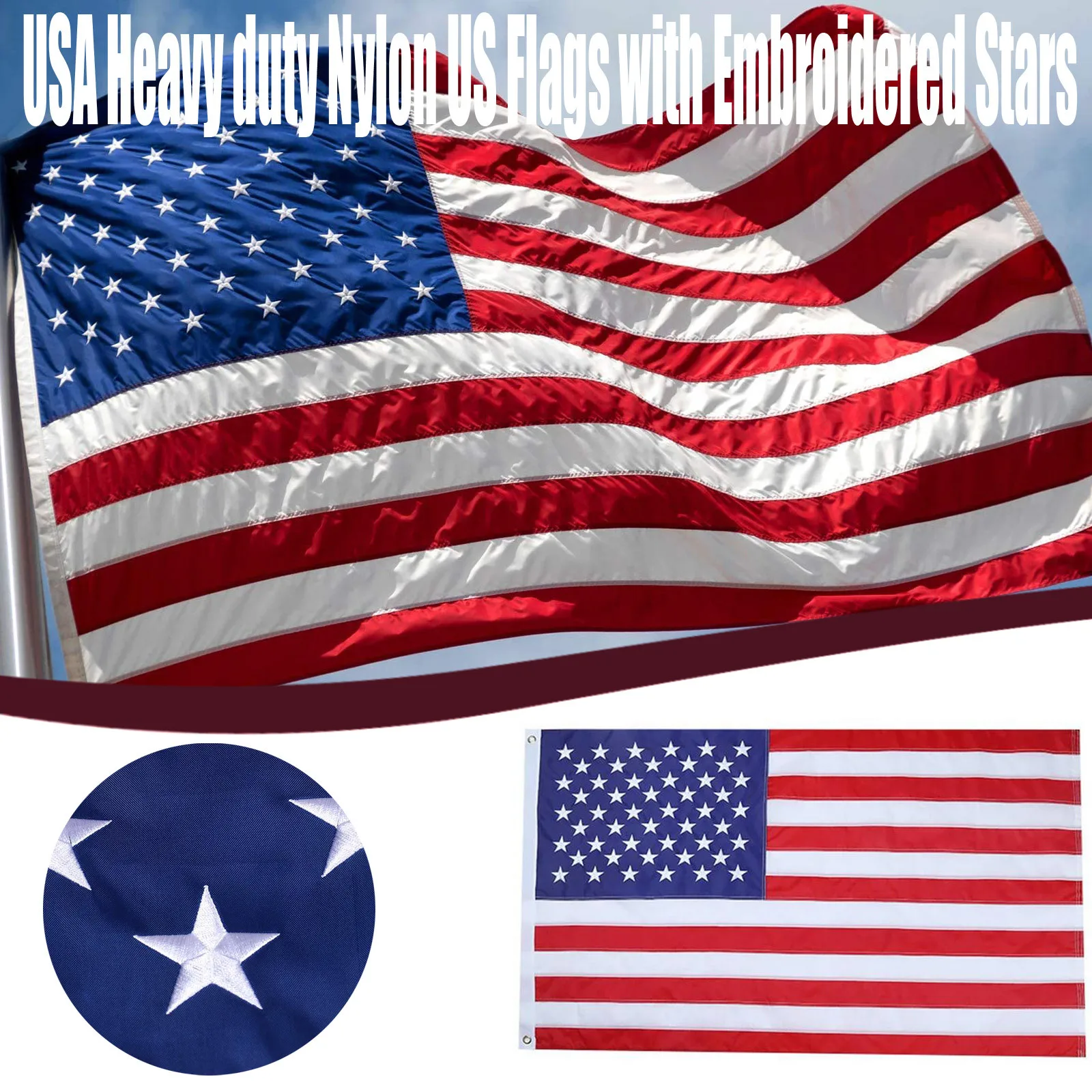 American Flag 3x5 Ft Outdoor Usa Heavy Duty Nylon Us Flags Embroidered Stars Casa DecoraçãO Decoracion Hogar Accesorios New