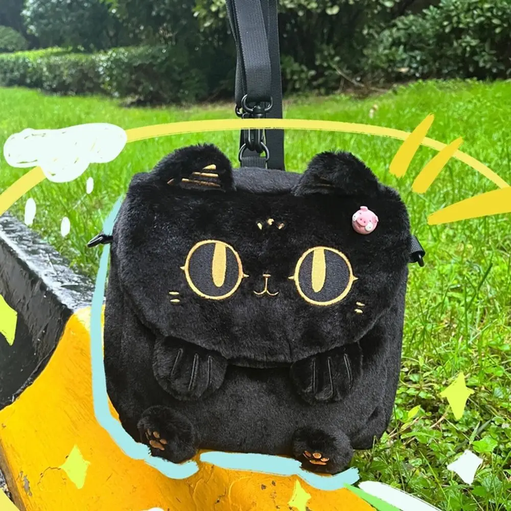 حقيبة ظهر دمية على شكل قطة كرتونية قطيفة ، حقيبة حرم جامعية بسعة كبيرة وبساطة ، غطاء قابل للتنقل ، حقيبة بفتحة قطرية ، حقيبة تسوق ناعمة