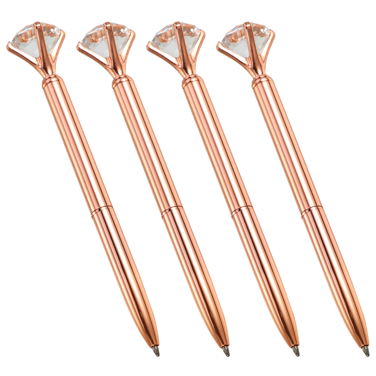 

4Pcs Metal Ballpoint Pens Diamond Design Smooth Writing Ergonomic Portable Office School Supplies Multi-Function Students Pen