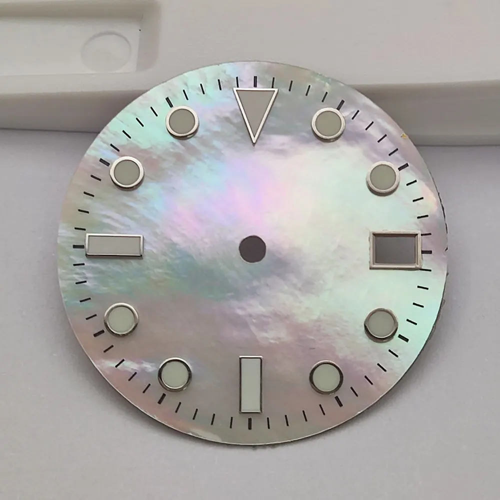 29mm shell surface watch dial with super strong green glow in the dark, suitable for NH35 NH36 NH70 NH72 movement  parts
