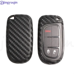 jingyuqin Carbon Silicone Car Key Case For Dodge Journey Charger for Jeep Renegade Grand Cherokee for Chrysler 200 300