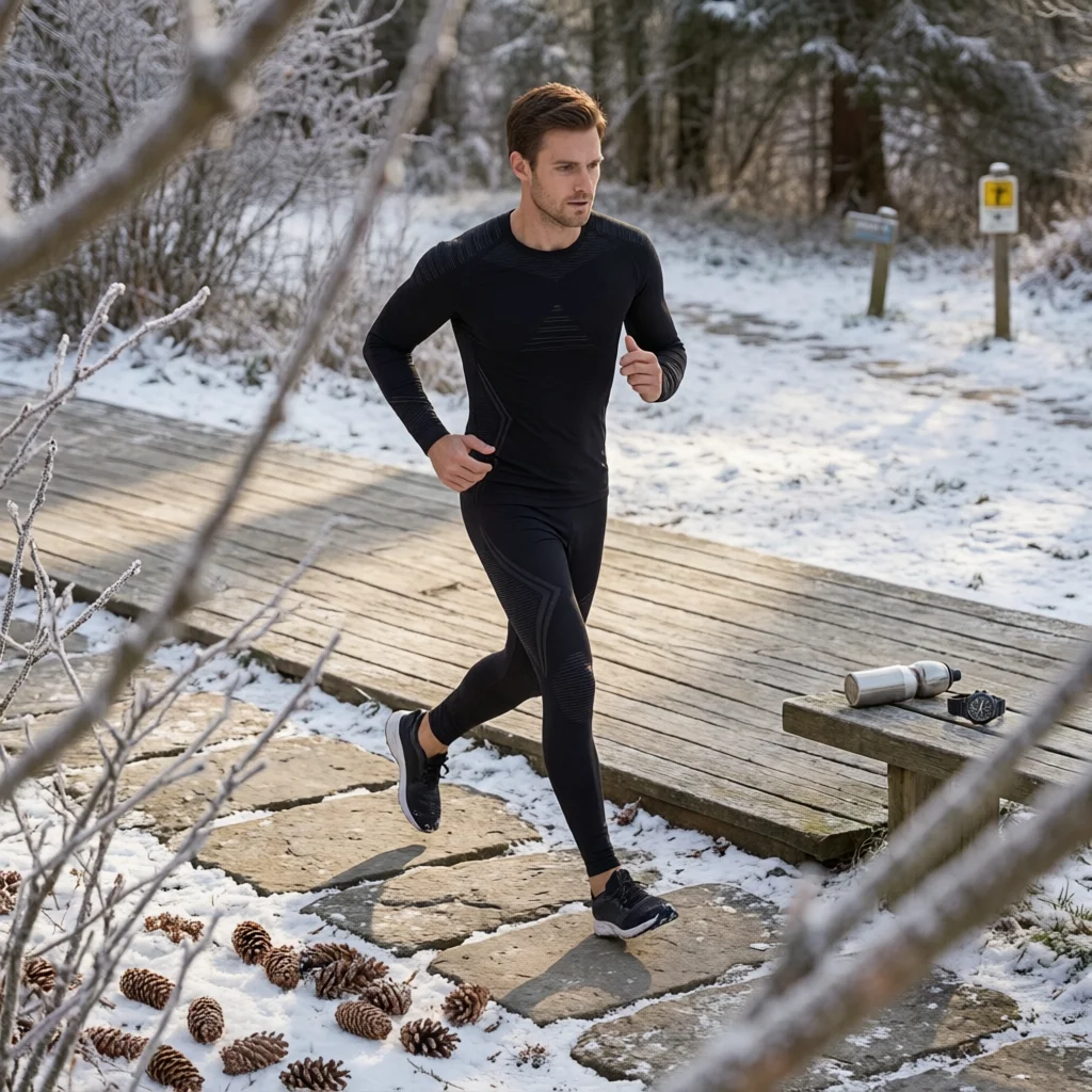 

Ski Base Layer Set Close Fit Men's Thermal Set Long Sleeve Thermal Shirt and Pants Lightweight Sports Clothing Flatlock Seams